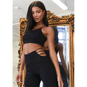 Princess Polly Ariarne Side Cut Out Pants Black - Size 4